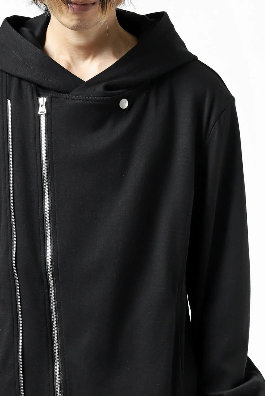 ISAMU KATAYAMA BACKLASH HOODED RIDERS BLOUSON / STRETCH RAYON SILK (BLACK) - Image 55