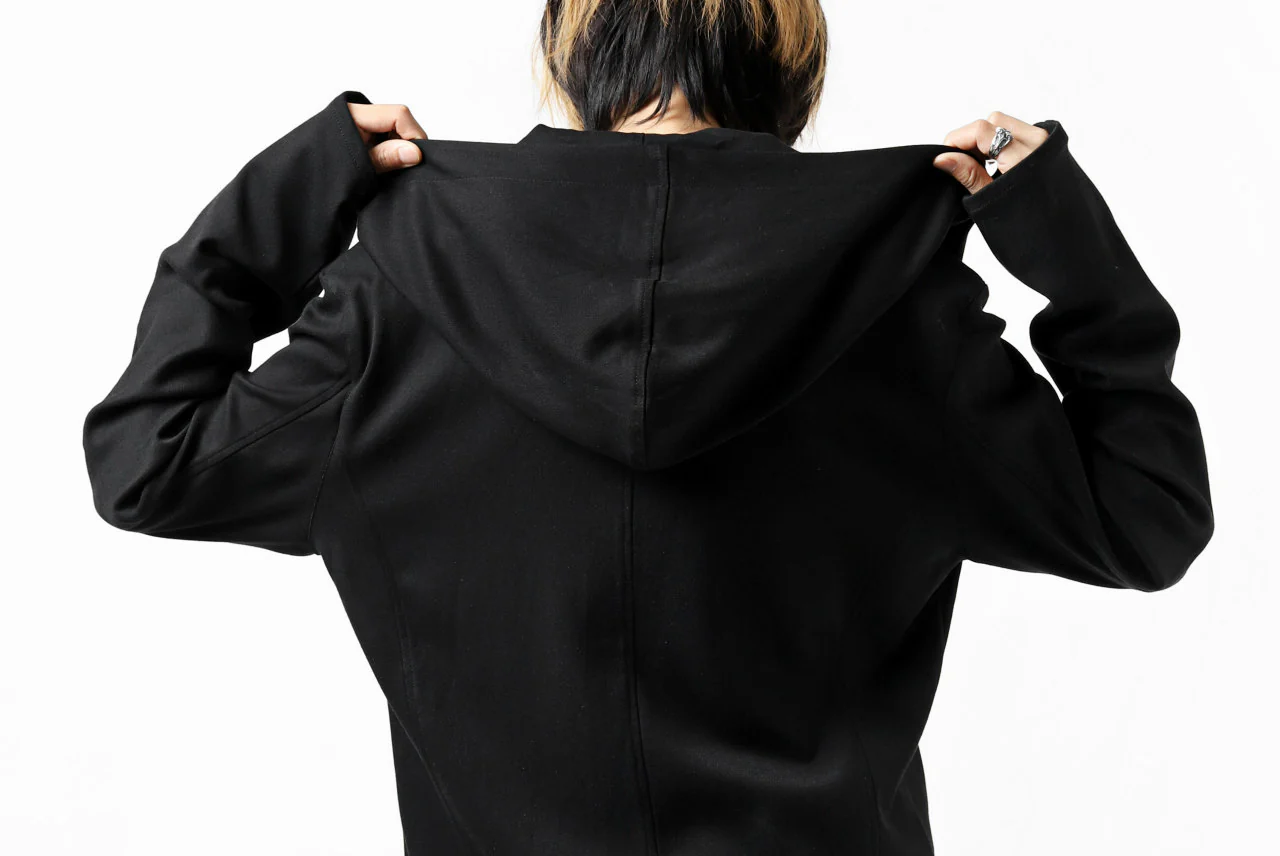 ISAMU KATAYAMA BACKLASH HOODED RIDERS BLOUSON / STRETCH RAYON SILK (BLACK) - Image 60