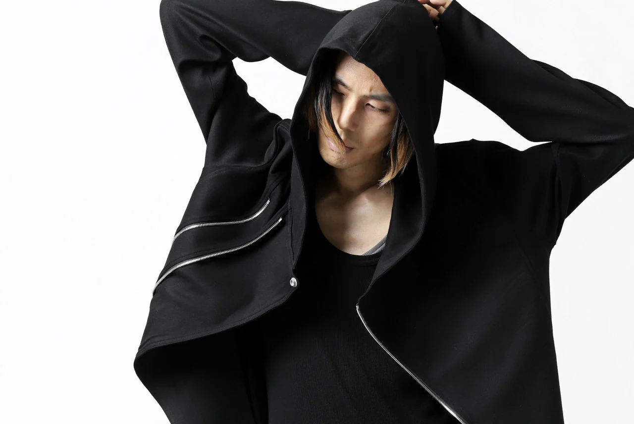 ISAMU KATAYAMA BACKLASH HOODED RIDERS BLOUSON / STRETCH RAYON SILK (BLACK) - Image 64