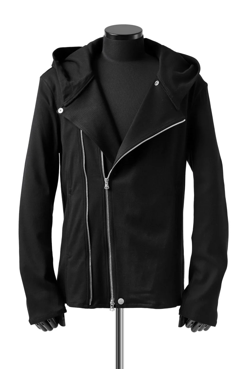 ISAMU KATAYAMA BACKLASH HOODED RIDERS BLOUSON / STRETCH RAYON SILK (BLACK) - Image 9