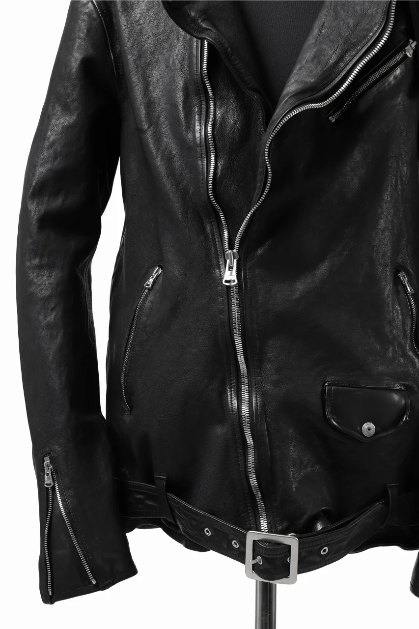 ISAMU KATAYAMA BACKLASH HOODED RIDERS JACKET / JP-CALF GARMENT WASHED (BLACK) - Image 23