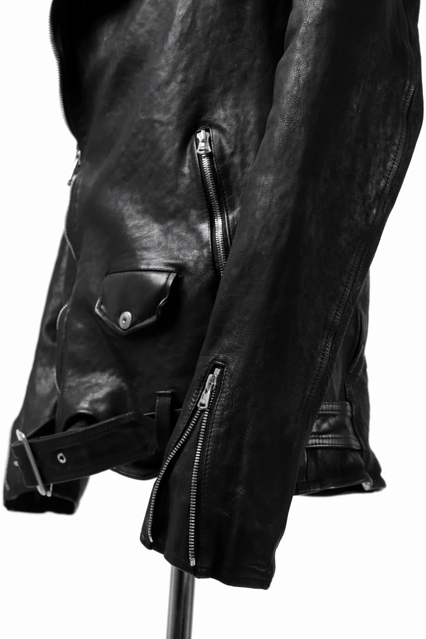 ISAMU KATAYAMA BACKLASH HOODED RIDERS JACKET / JP-CALF GARMENT WASHED (BLACK) - Image 27