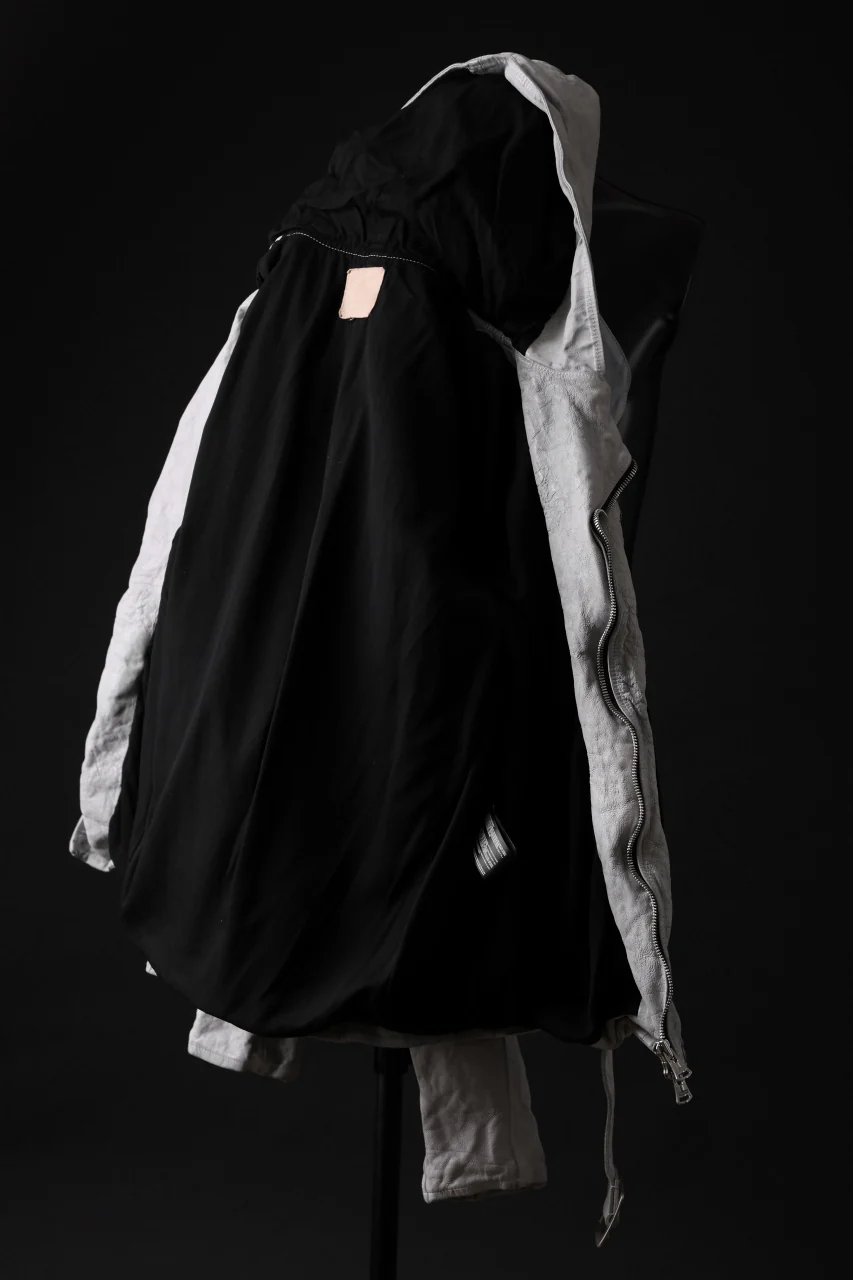 ISAMU KATAYAMA BACKLASH HOODED RIDERS JACKET / NATURAL DYED - GARMENT WASHED JP CALF (WHITE) - Image 13