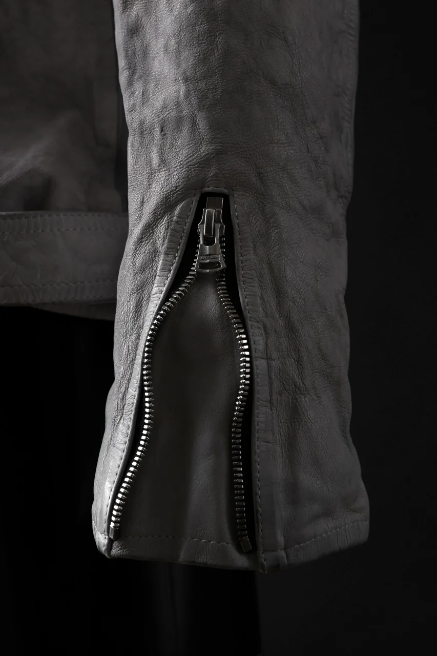 ISAMU KATAYAMA BACKLASH HOODED RIDERS JACKET / NATURAL DYED - GARMENT WASHED JP CALF (WHITE) - Image 23