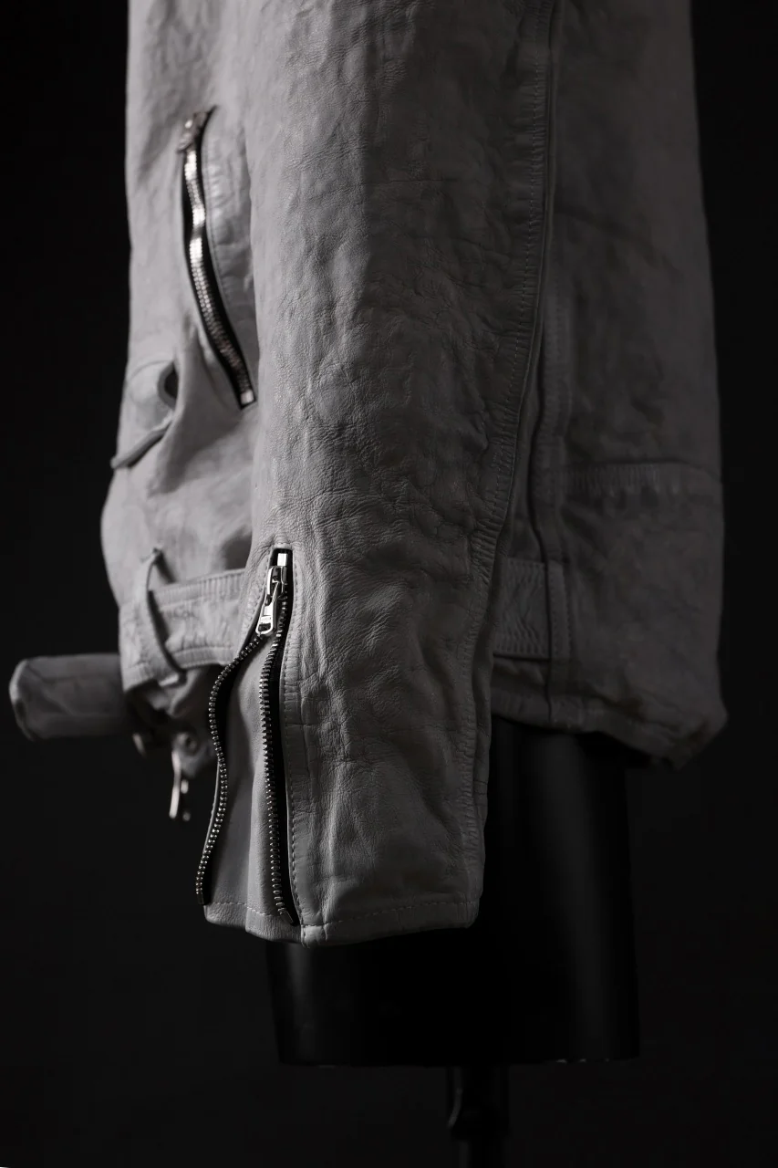 ISAMU KATAYAMA BACKLASH HOODED RIDERS JACKET / NATURAL DYED - GARMENT WASHED JP CALF (WHITE) - Image 25