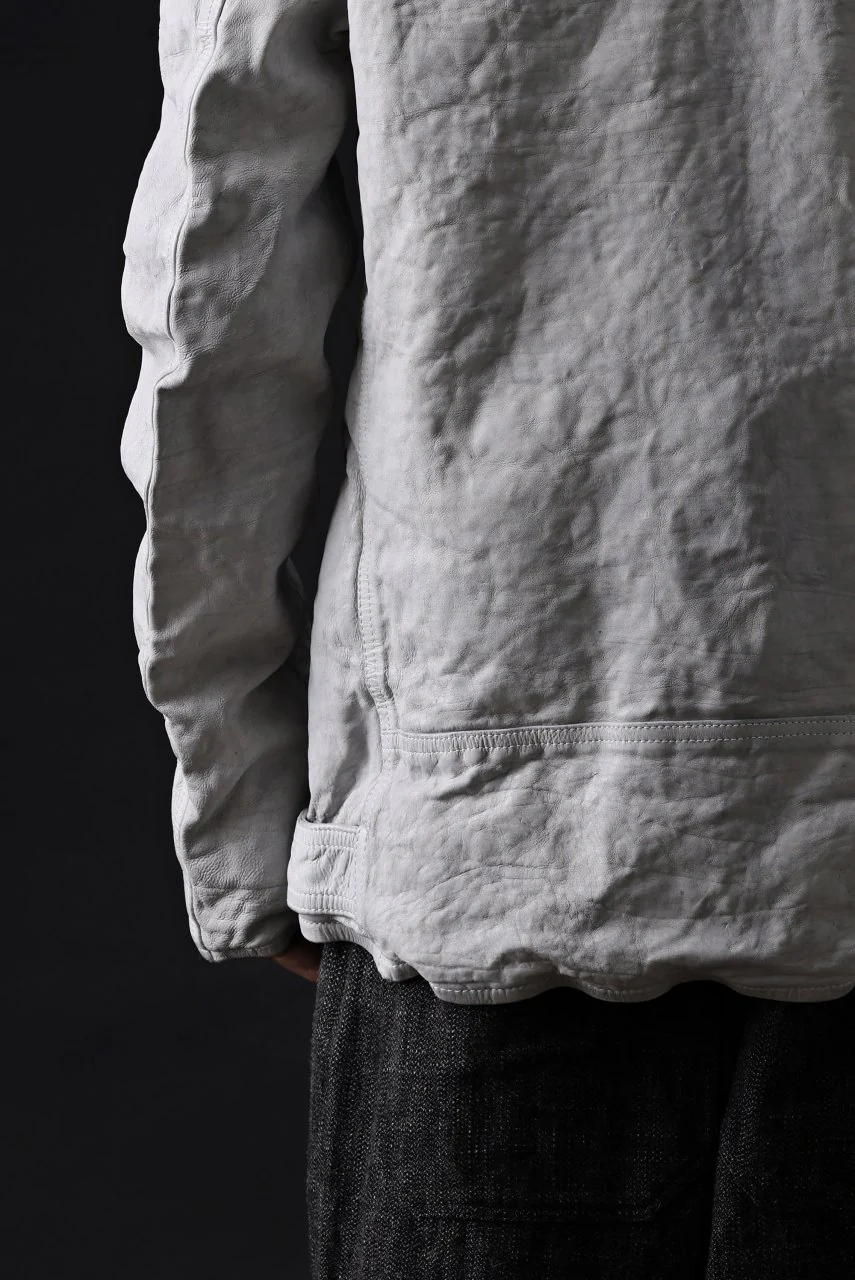 ISAMU KATAYAMA BACKLASH HOODED RIDERS JACKET / NATURAL DYED - GARMENT WASHED JP CALF (WHITE) - Image 52