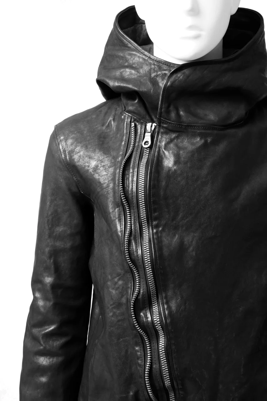 ISAMU KATAYAMA BACKLASH HOODED ZIPPER JACKET / ITALY-SHOULDER OBJECT DYED (BLACK) - Image 10
