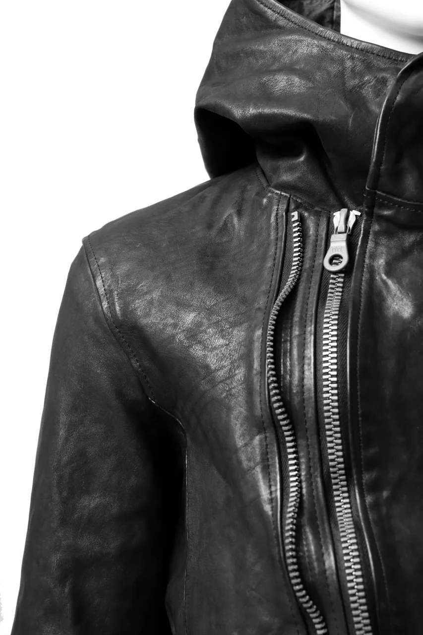 ISAMU KATAYAMA BACKLASH HOODED ZIPPER JACKET / ITALY-SHOULDER OBJECT DYED (BLACK) - Image 14