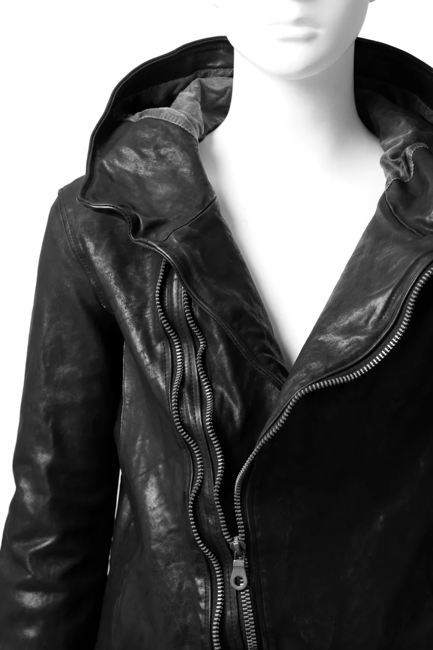 ISAMU KATAYAMA BACKLASH HOODED ZIPPER JACKET / ITALY-SHOULDER OBJECT DYED (BLACK) - Image 18