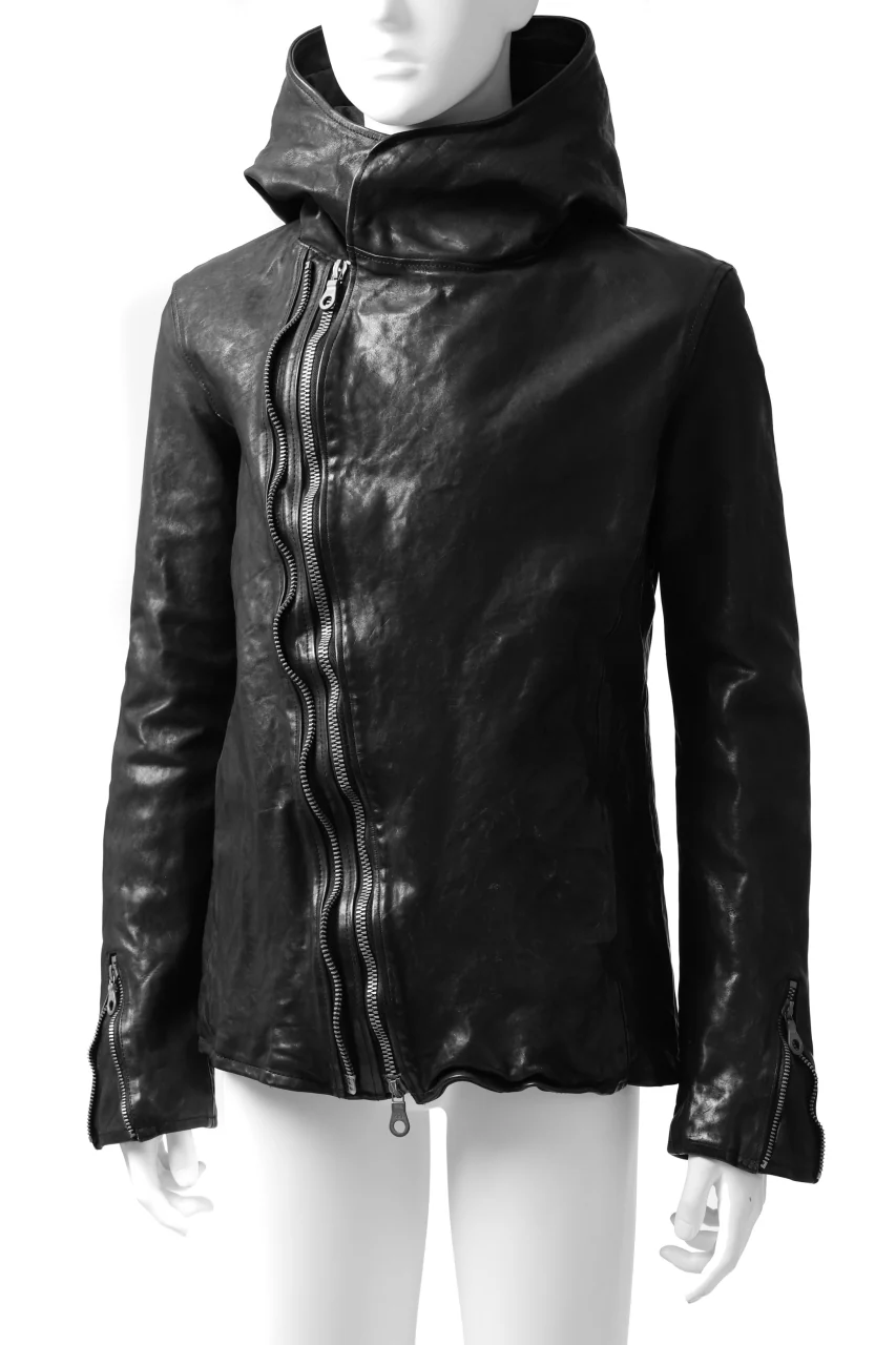 ISAMU KATAYAMA BACKLASH HOODED ZIPPER JACKET / ITALY-SHOULDER OBJECT DYED (BLACK) - Image 2