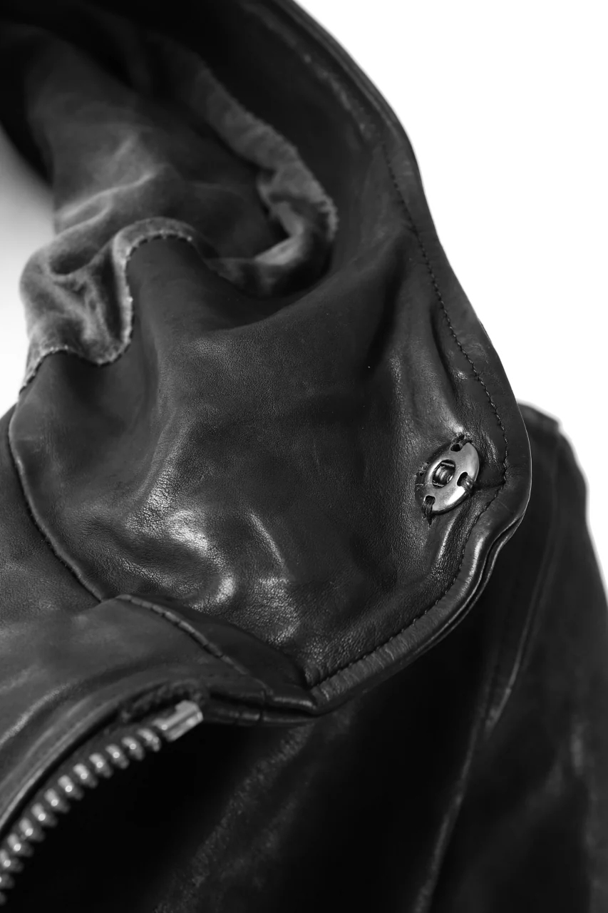 ISAMU KATAYAMA BACKLASH HOODED ZIPPER JACKET / ITALY-SHOULDER OBJECT DYED (BLACK) - Image 20