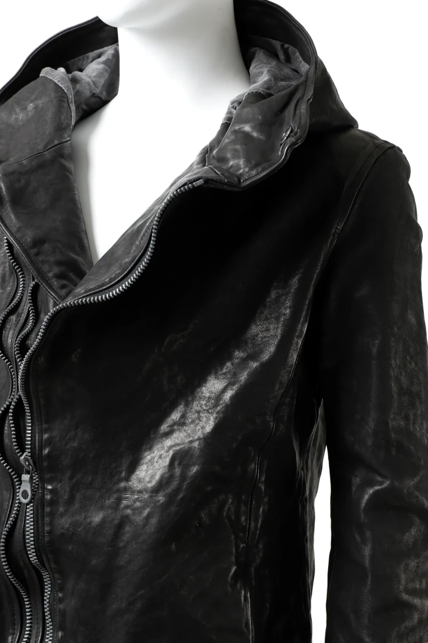 ISAMU KATAYAMA BACKLASH HOODED ZIPPER JACKET / ITALY-SHOULDER OBJECT DYED (BLACK) - Image 21
