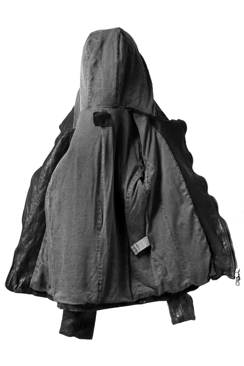ISAMU KATAYAMA BACKLASH HOODED ZIPPER JACKET / ITALY-SHOULDER OBJECT DYED (BLACK) - Image 9