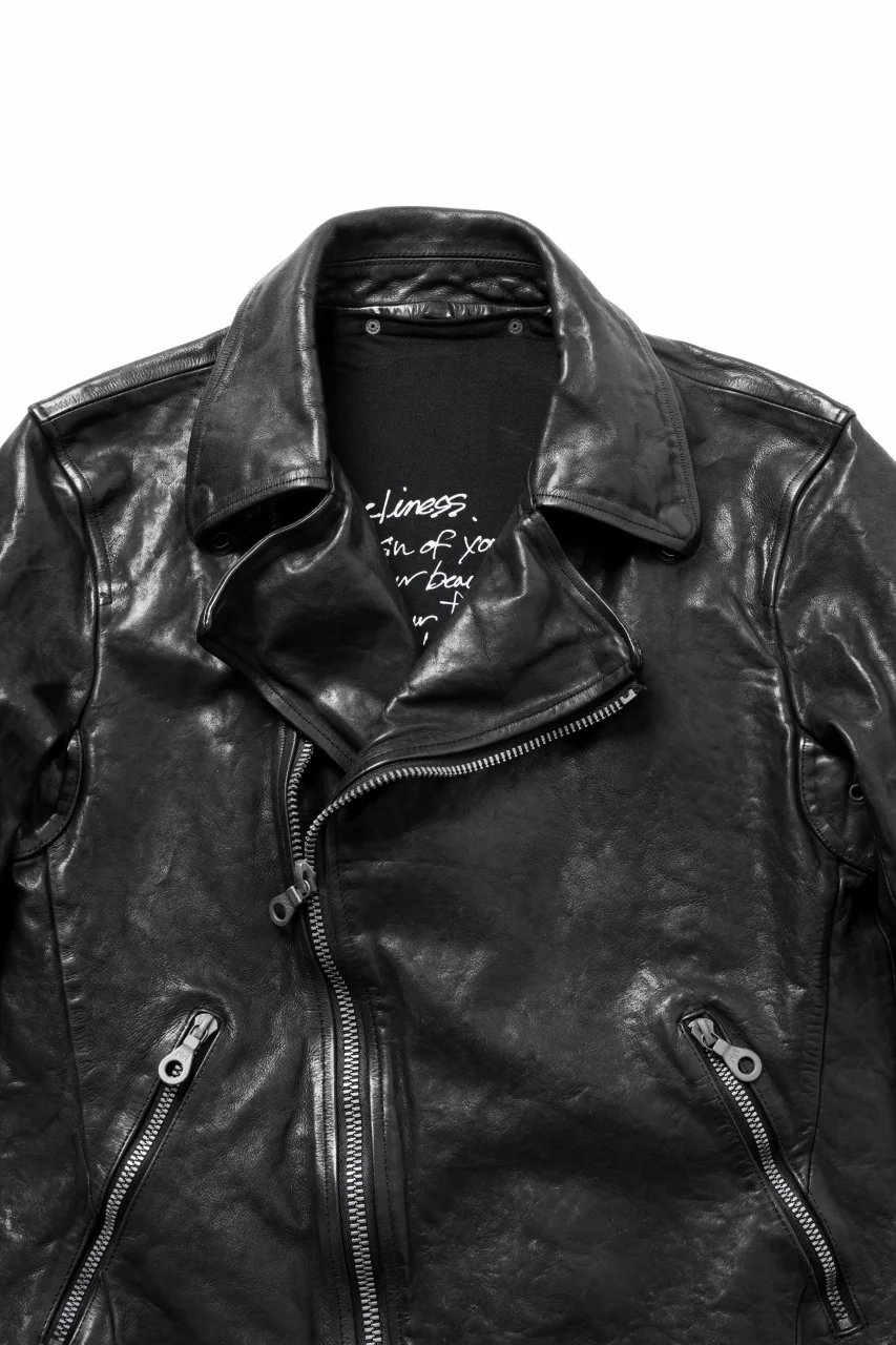 ISAMU KATAYAMA BACKLASH ITALY SHOULDER GARMENT-DYED DOUBLE RIDERS JACKET(BLACK) - Image 11
