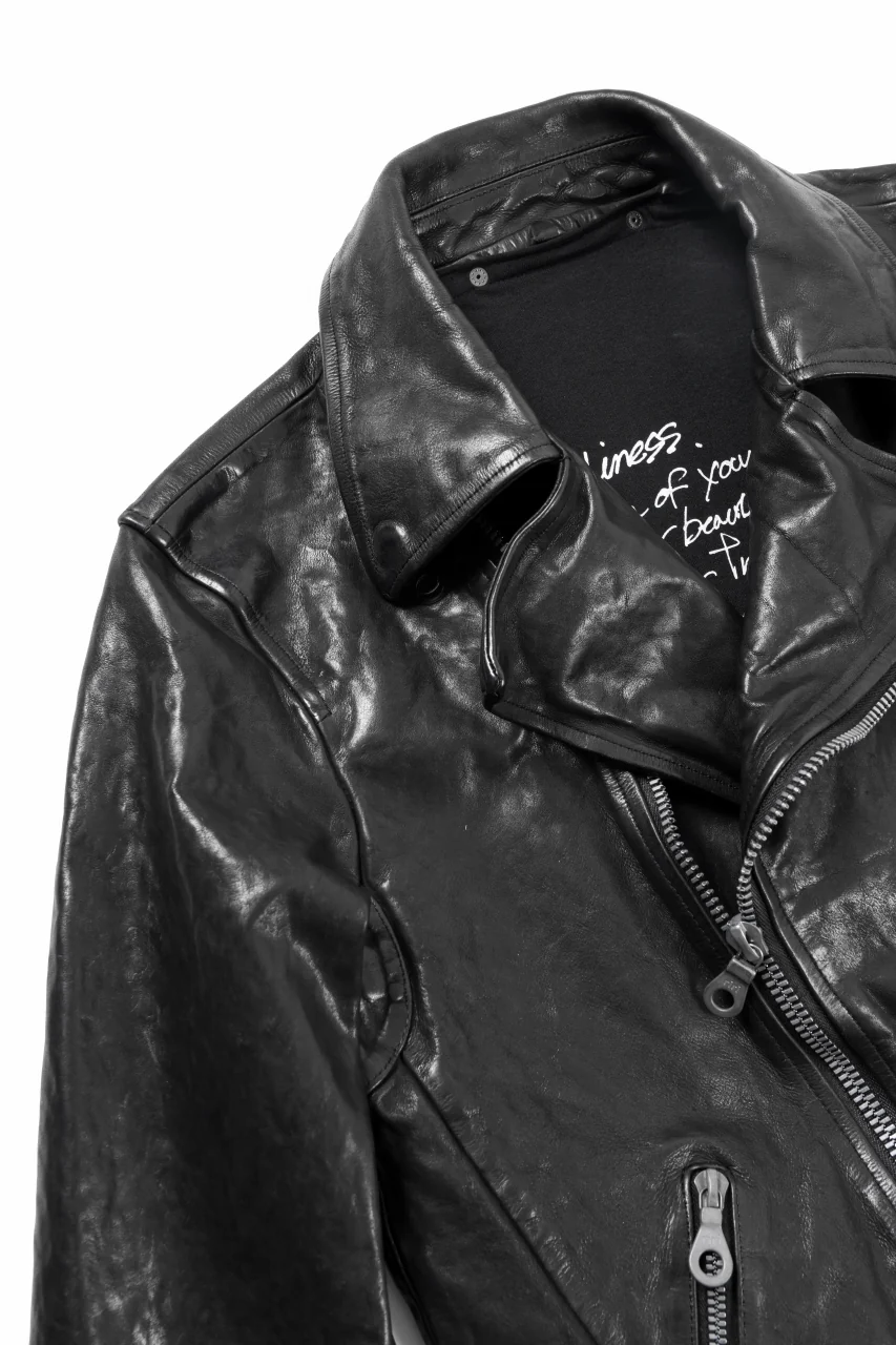 ISAMU KATAYAMA BACKLASH ITALY SHOULDER GARMENT-DYED DOUBLE RIDERS JACKET(BLACK) - Image 12