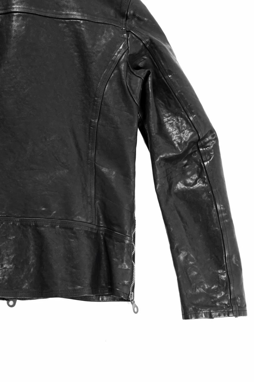 ISAMU KATAYAMA BACKLASH ITALY SHOULDER GARMENT-DYED DOUBLE RIDERS JACKET(BLACK) - Image 13