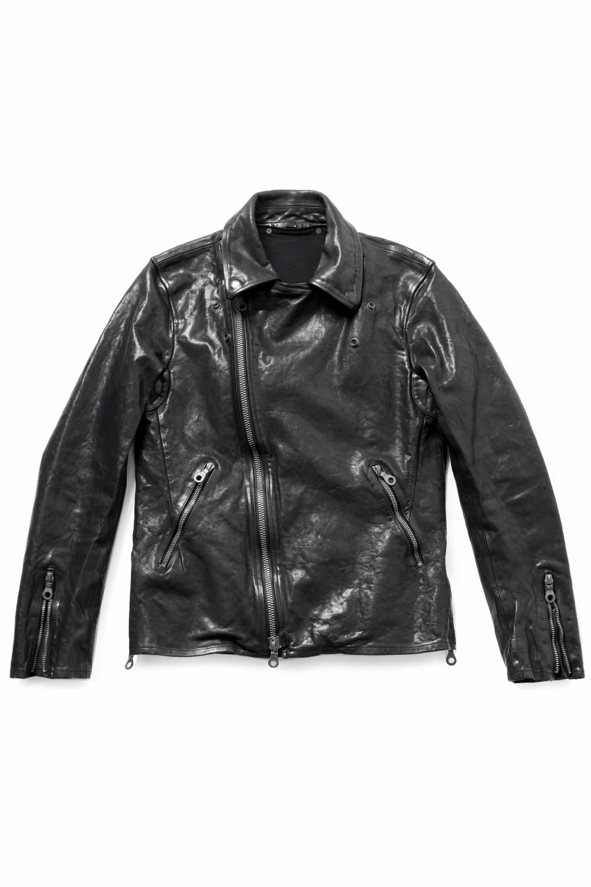 ISAMU KATAYAMA BACKLASH ITALY SHOULDER GARMENT-DYED DOUBLE RIDERS JACKET(BLACK) - Image 2