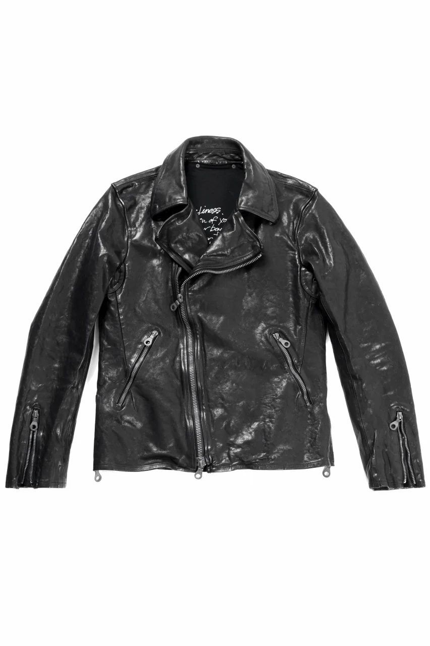 ISAMU KATAYAMA BACKLASH ITALY SHOULDER GARMENT-DYED DOUBLE RIDERS JACKET(BLACK) - Image 5