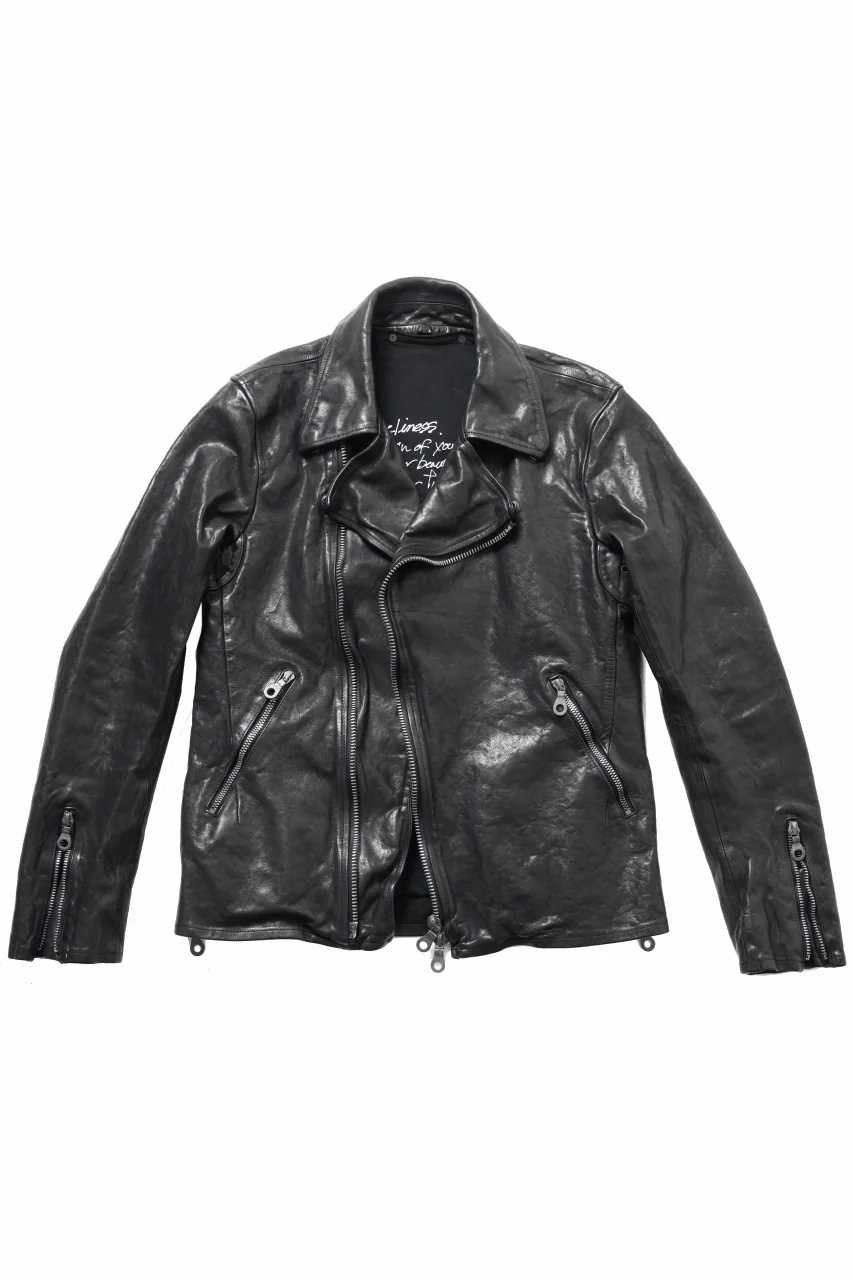 ISAMU KATAYAMA BACKLASH ITALY SHOULDER GARMENT-DYED DOUBLE RIDERS JACKET(BLACK) - Image 6