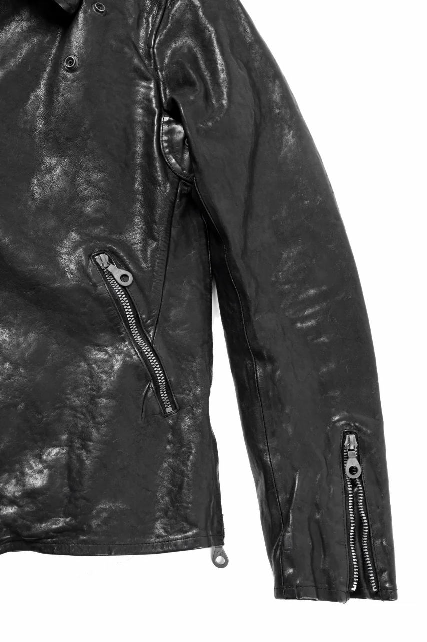 ISAMU KATAYAMA BACKLASH ITALY SHOULDER GARMENT-DYED DOUBLE RIDERS JACKET(BLACK) - Image 8