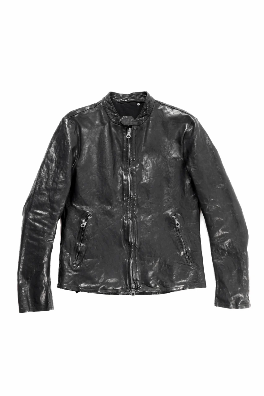 ISAMU KATAYAMA BACKLASH ITALY SHOULDER GARMENT-DYED SINGLE RIDERS JACKET(BLACK)