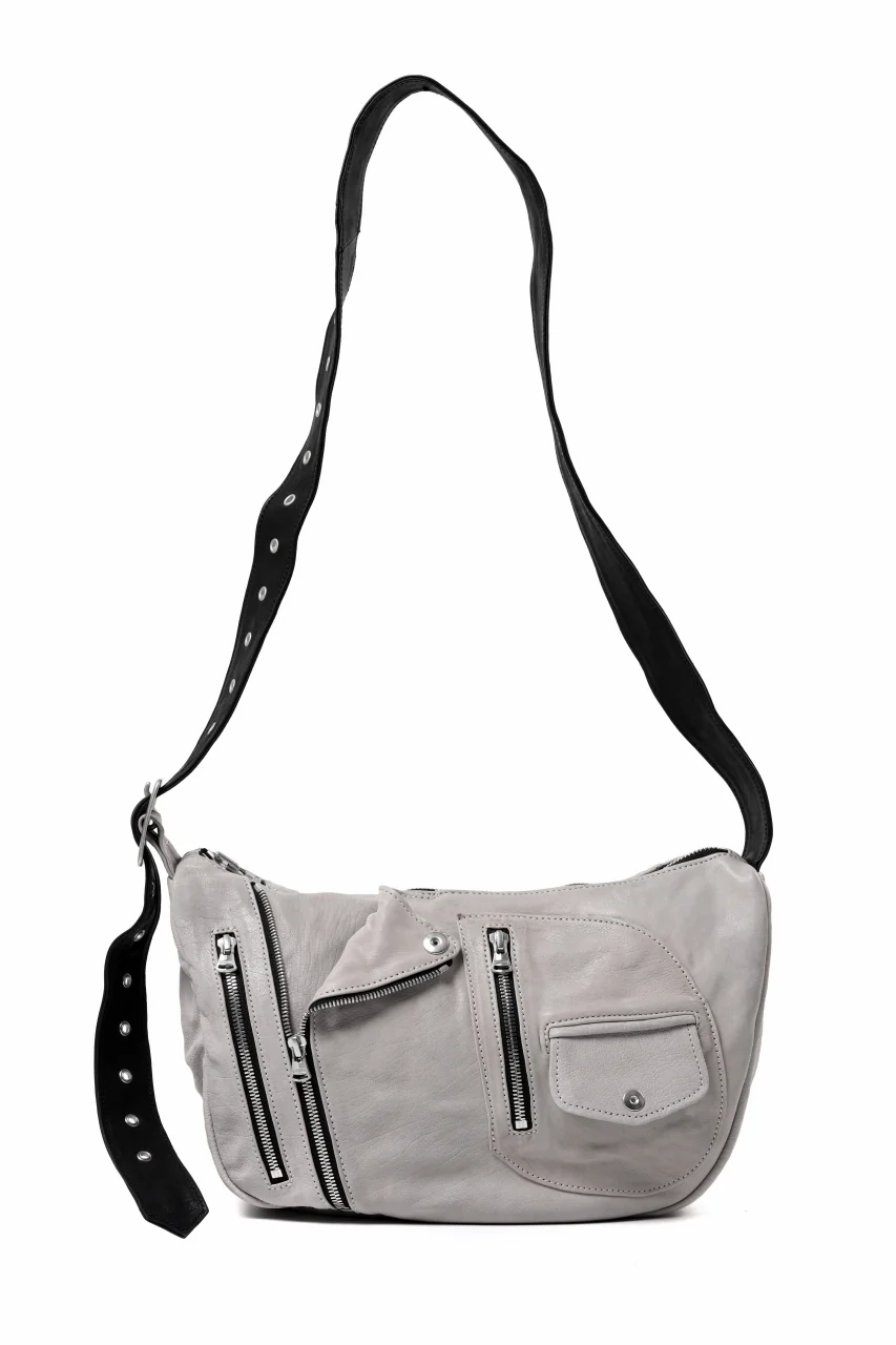 ISAMU KATAYAMA BACKLASH JAPAN CALF GARMENT-WASH RIDERS SHOULDER BAG (WHITE)