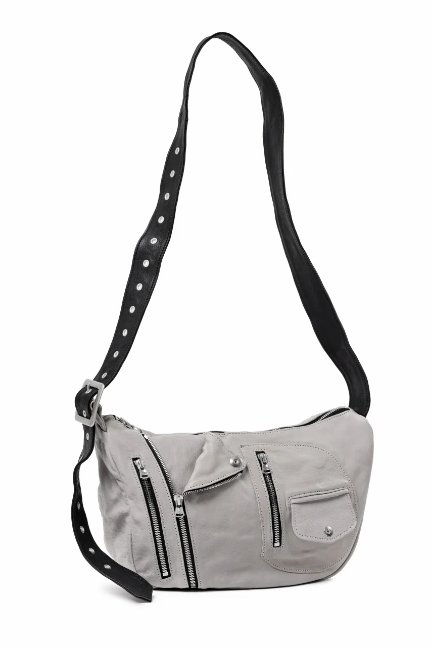 ISAMU KATAYAMA BACKLASH JAPAN CALF GARMENT-WASH RIDERS SHOULDER BAG (WHITE) - Image 3