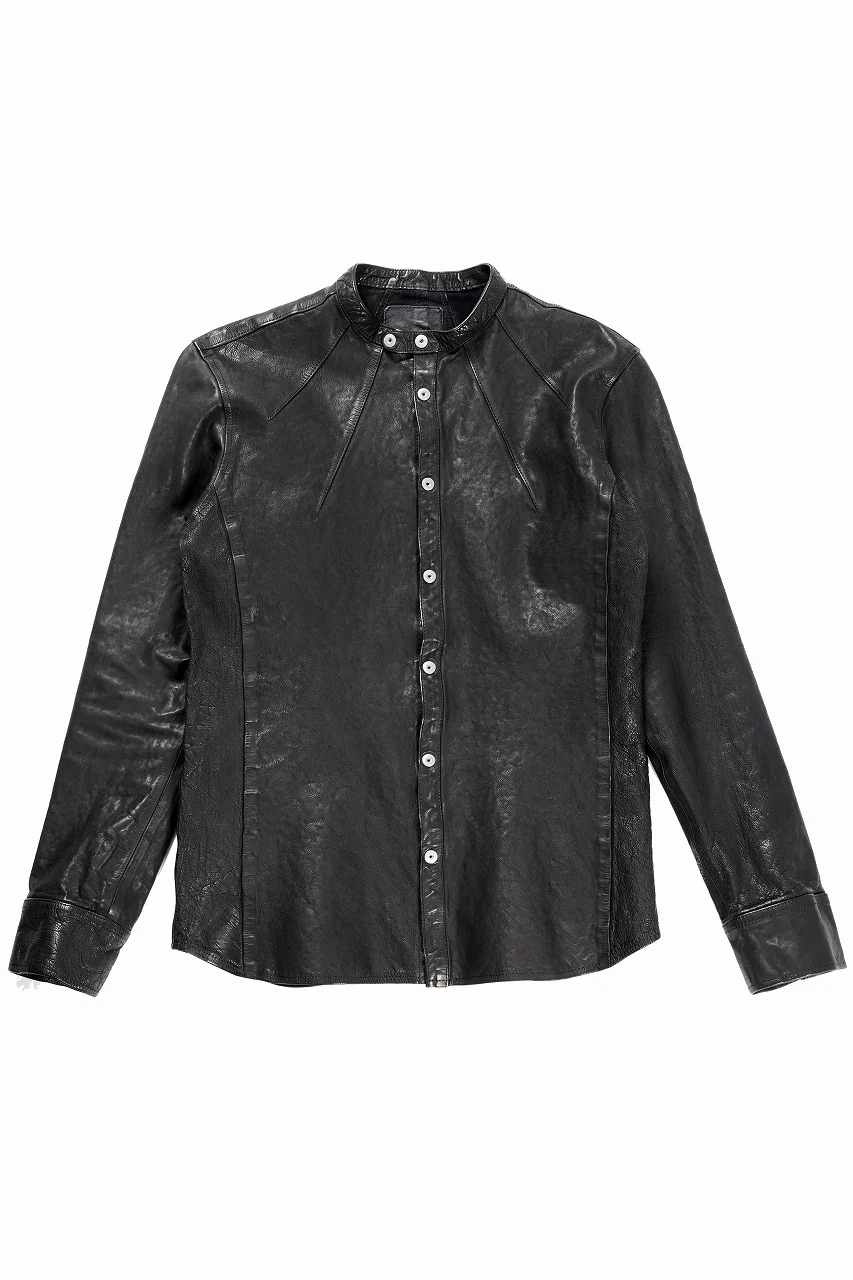 ISAMU KATAYAMA BACKLASH JAPAN CALF NATURAL DYED “GARMENT-WASH” SHIRT (BLACK)