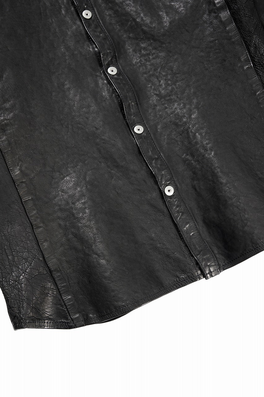 ISAMU KATAYAMA BACKLASH JAPAN CALF NATURAL DYED “GARMENT-WASH” SHIRT (BLACK) - Image 10