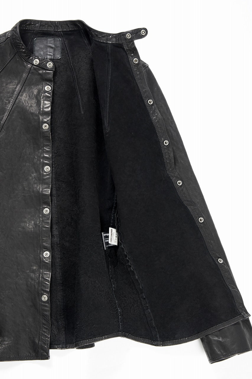ISAMU KATAYAMA BACKLASH JAPAN CALF NATURAL DYED “GARMENT-WASH” SHIRT (BLACK) - Image 14