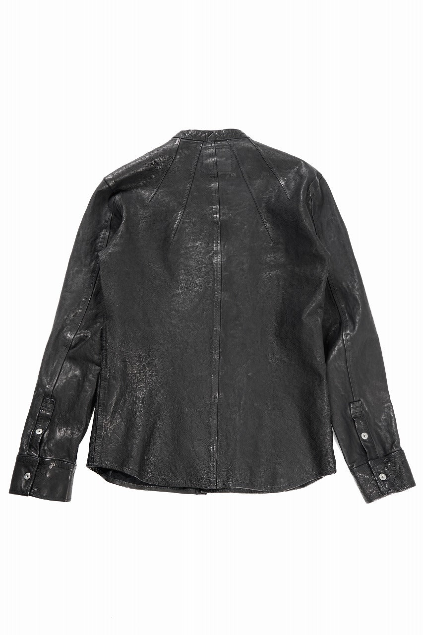 ISAMU KATAYAMA BACKLASH JAPAN CALF NATURAL DYED “GARMENT-WASH” SHIRT (BLACK) - Image 2