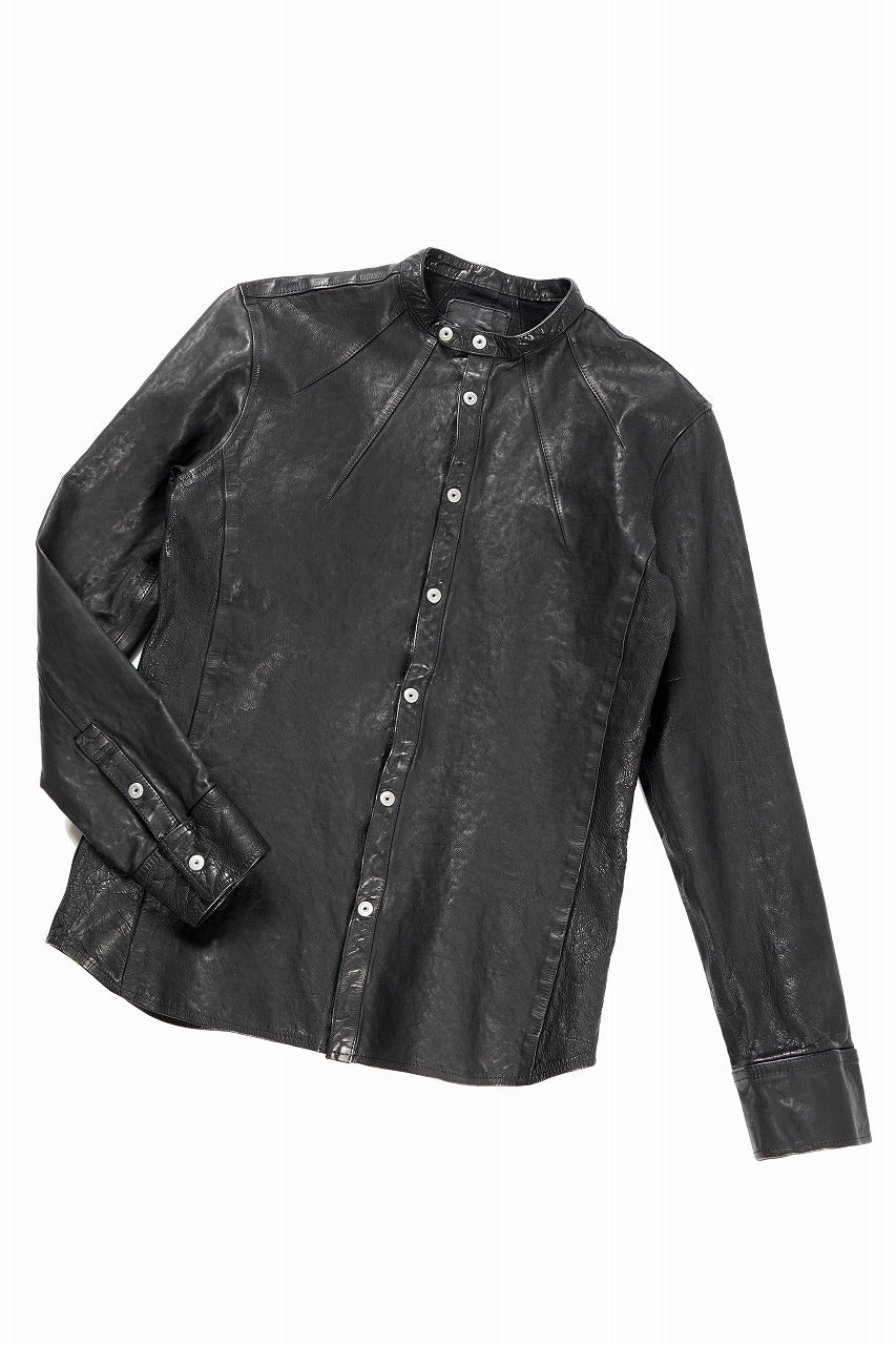 ISAMU KATAYAMA BACKLASH JAPAN CALF NATURAL DYED “GARMENT-WASH” SHIRT (BLACK) - Image 3
