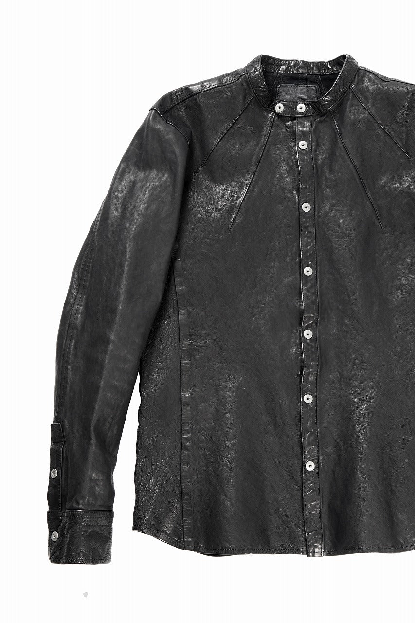 ISAMU KATAYAMA BACKLASH JAPAN CALF NATURAL DYED “GARMENT-WASH” SHIRT (BLACK) - Image 4