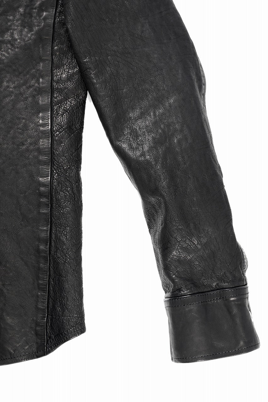 ISAMU KATAYAMA BACKLASH JAPAN CALF NATURAL DYED “GARMENT-WASH” SHIRT (BLACK) - Image 7