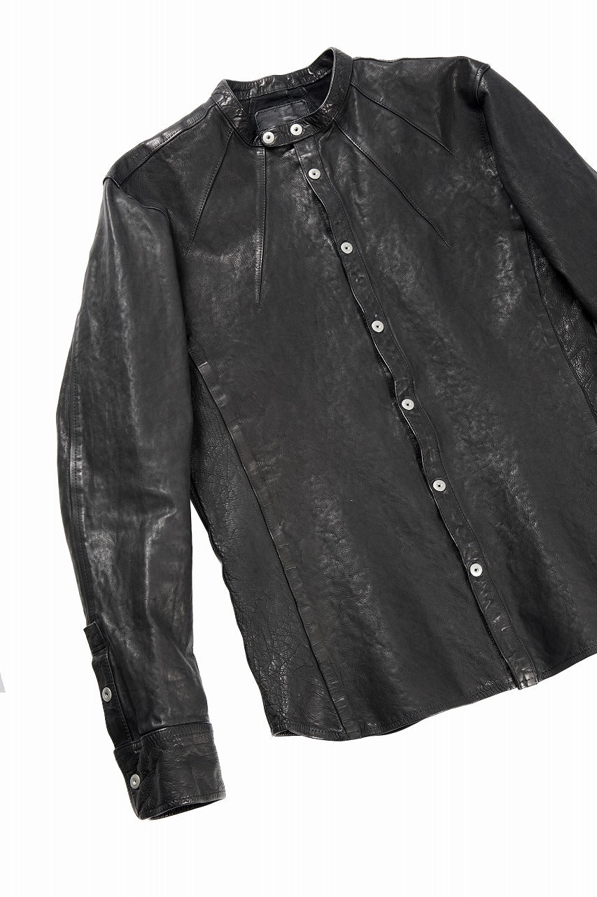 ISAMU KATAYAMA BACKLASH JAPAN CALF NATURAL DYED “GARMENT-WASH” SHIRT (BLACK) - Image 8