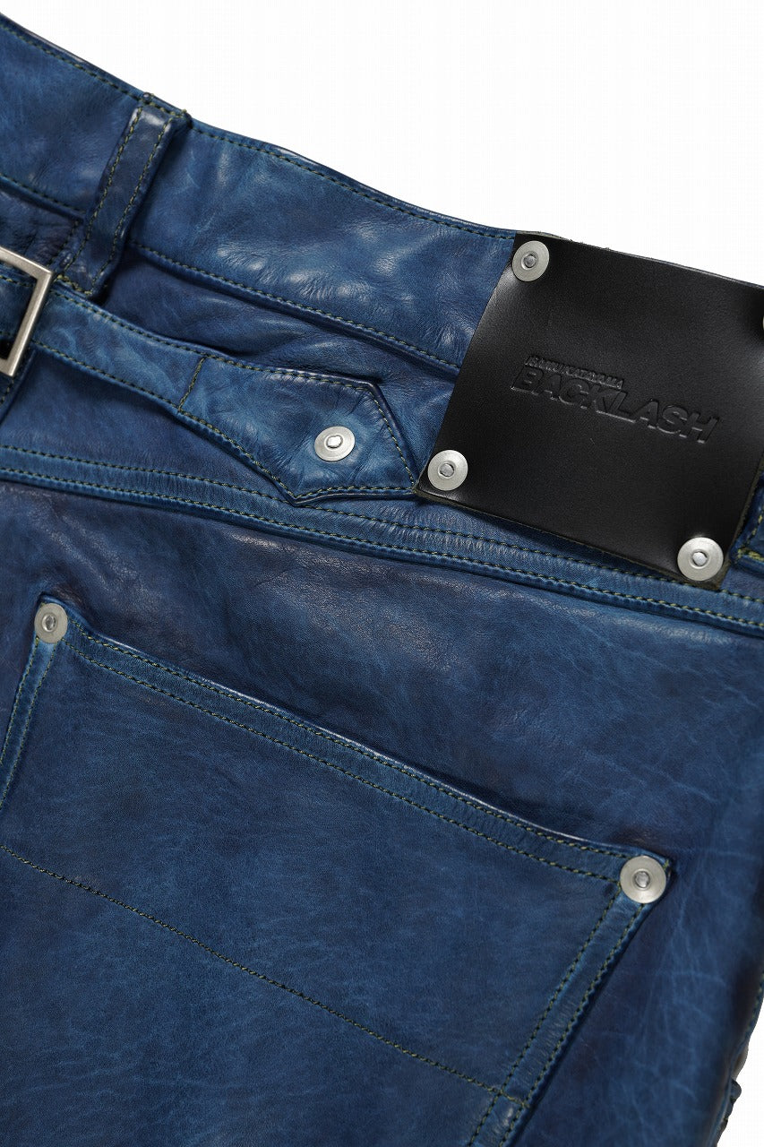 ISAMU KATAYAMA BACKLASH JAPAN CALF WET WHITE "GARMENT-INDIGO-DYED" SHORTS (INDIGO) - Image 10