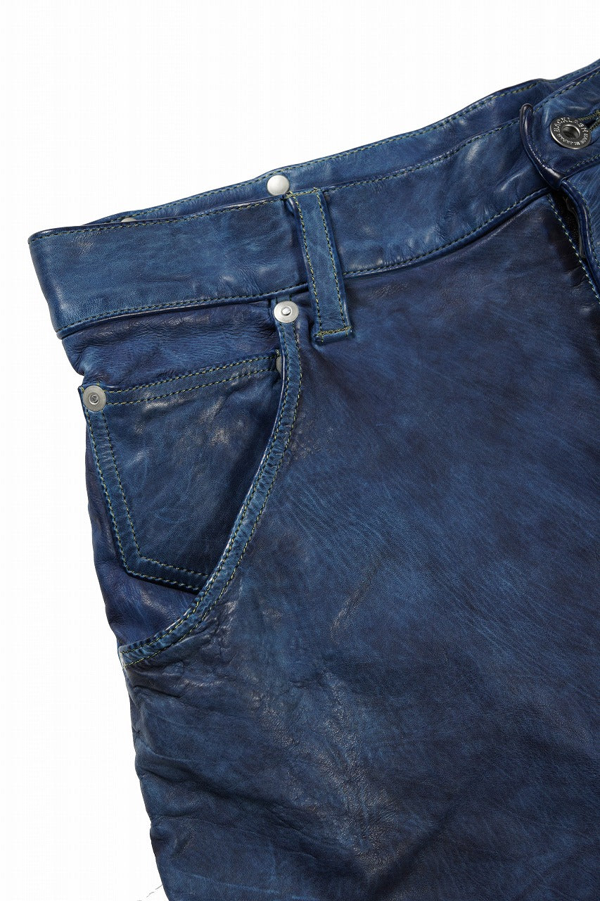 ISAMU KATAYAMA BACKLASH JAPAN CALF WET WHITE "GARMENT-INDIGO-DYED" SHORTS (INDIGO) - Image 5