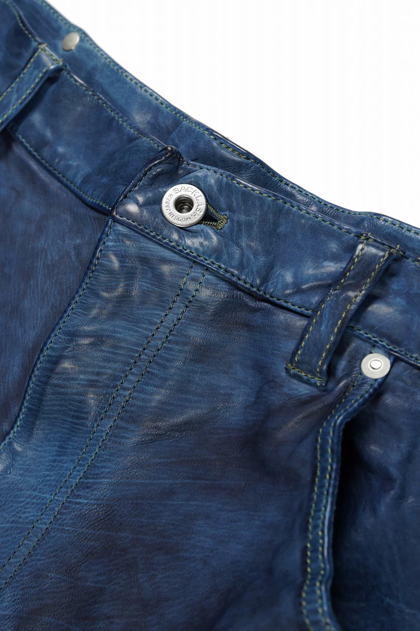 ISAMU KATAYAMA BACKLASH JAPAN CALF WET WHITE "GARMENT-INDIGO-DYED" SHORTS (INDIGO) - Image 6