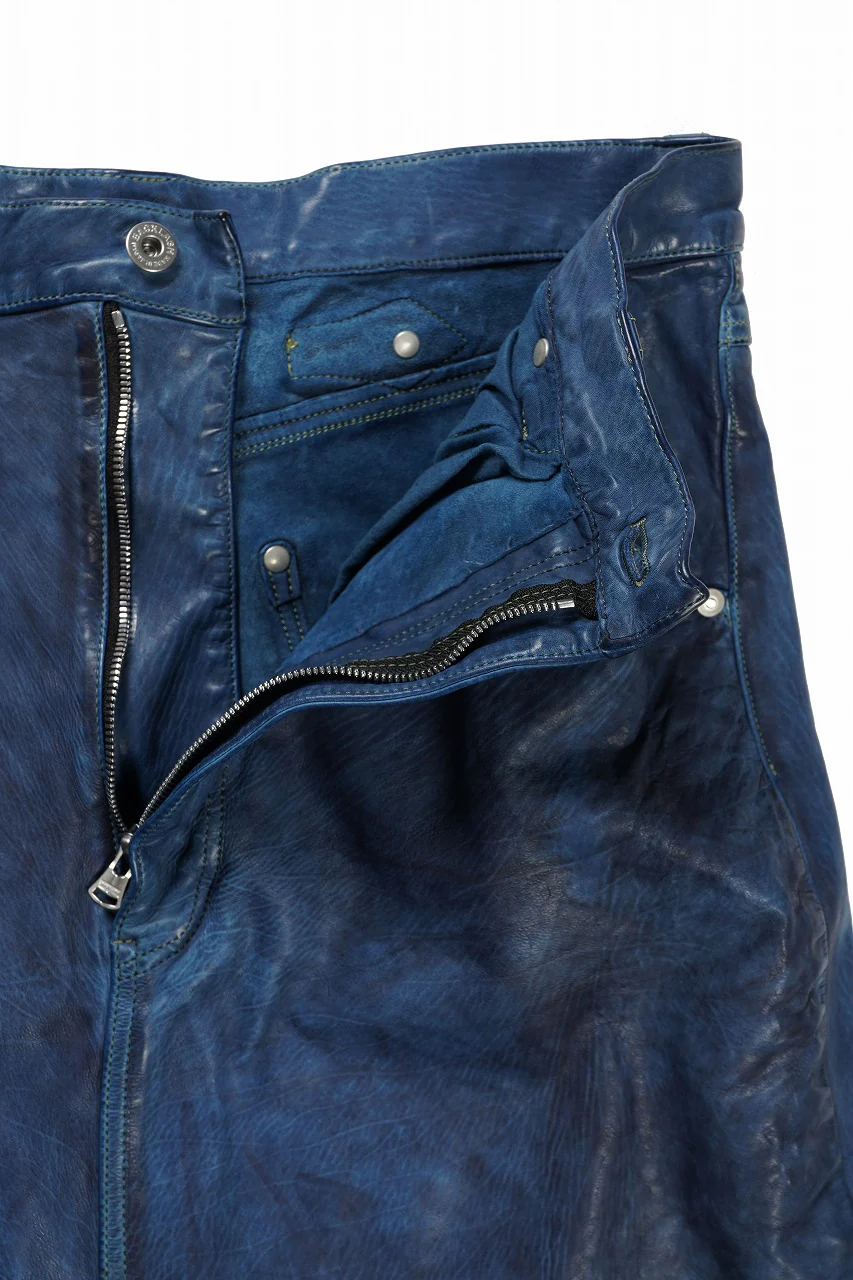 ISAMU KATAYAMA BACKLASH JAPAN CALF WET WHITE "GARMENT-INDIGO-DYED" SHORTS (INDIGO) - Image 7