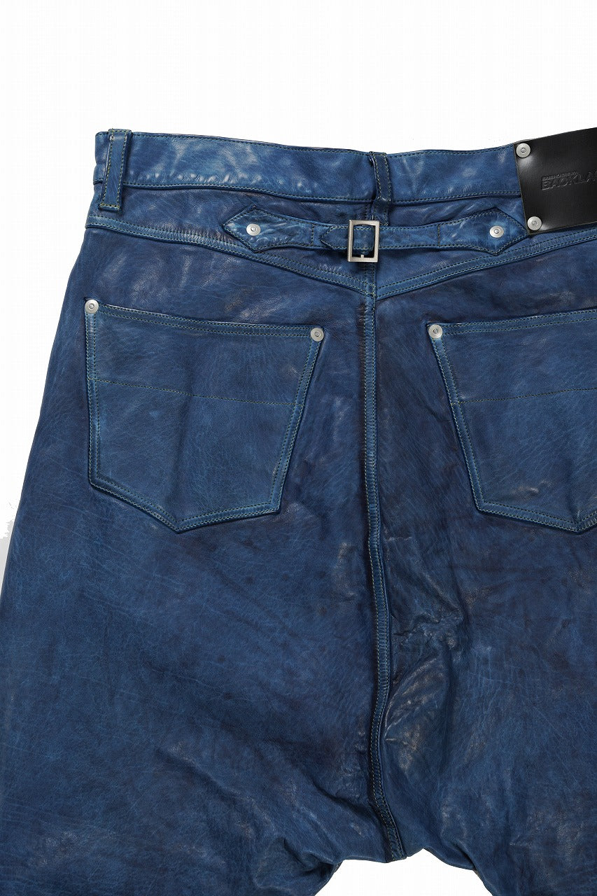 ISAMU KATAYAMA BACKLASH JAPAN CALF WET WHITE "GARMENT-INDIGO-DYED" SHORTS (INDIGO) - Image 8