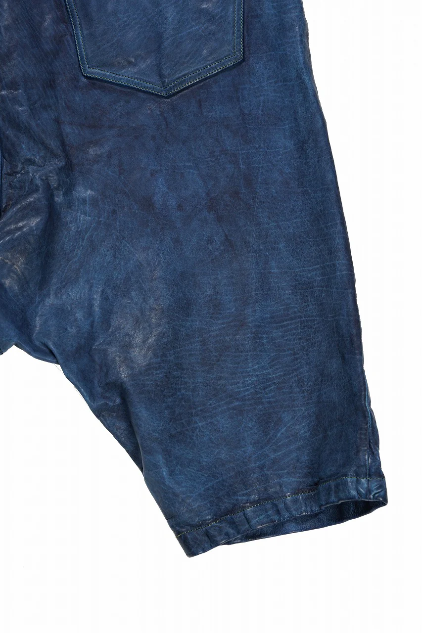 ISAMU KATAYAMA BACKLASH JAPAN CALF WET WHITE "GARMENT-INDIGO-DYED" SHORTS (INDIGO) - Image 9