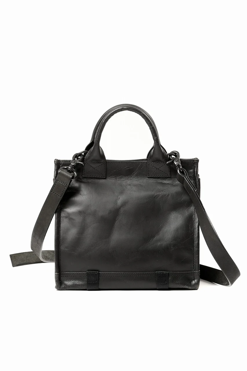 ISAMU KATAYAMA BACKLASH JAPAN HORSE CRACKING VINTAGE MINI-TOTE/SHOULDER BAG (BLACK) - Image 3