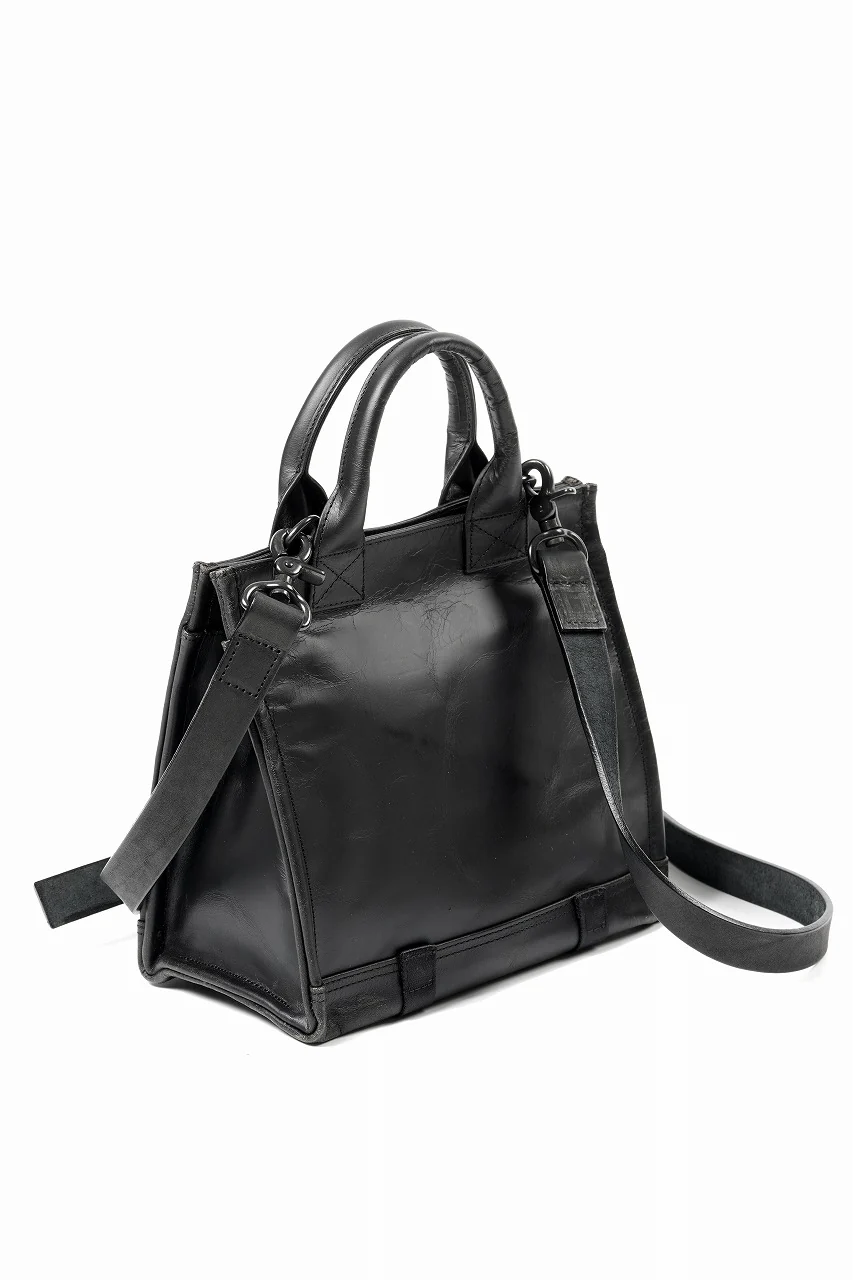 ISAMU KATAYAMA BACKLASH JAPAN HORSE CRACKING VINTAGE MINI-TOTE/SHOULDER BAG (BLACK) - Image 4