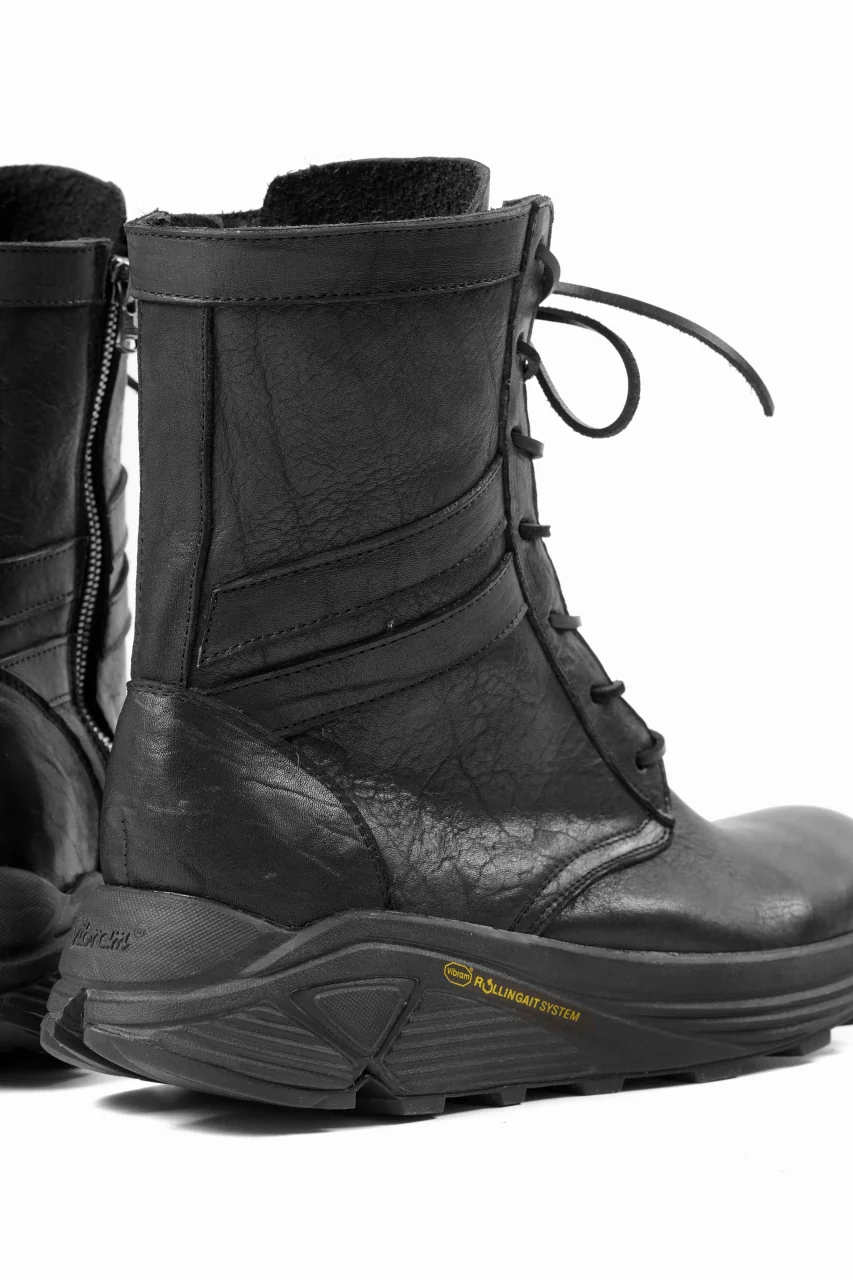 ISAMU KATAYAMA BACKLASH JAPAN SHOULDER GARMENT-DYED COMBAT SNEAKER BOOTS / Vibram® MEGAGRIP (BLACK) - Image 10