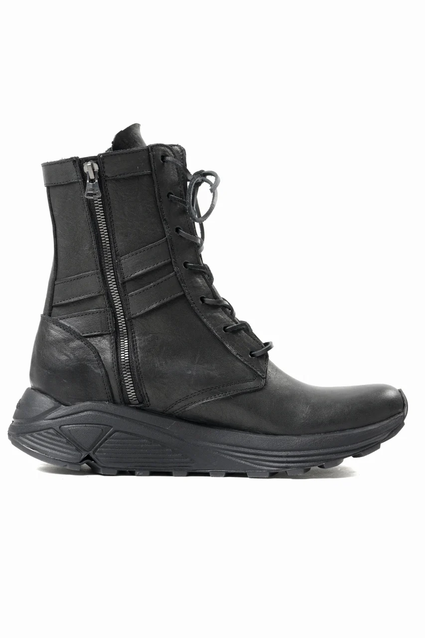 ISAMU KATAYAMA BACKLASH JAPAN SHOULDER GARMENT-DYED COMBAT SNEAKER BOOTS / Vibram® MEGAGRIP (BLACK) - Image 12