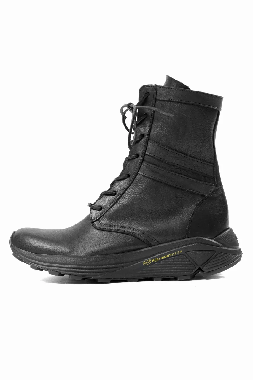ISAMU KATAYAMA BACKLASH JAPAN SHOULDER GARMENT-DYED COMBAT SNEAKER BOOTS / Vibram® MEGAGRIP (BLACK) - Image 13
