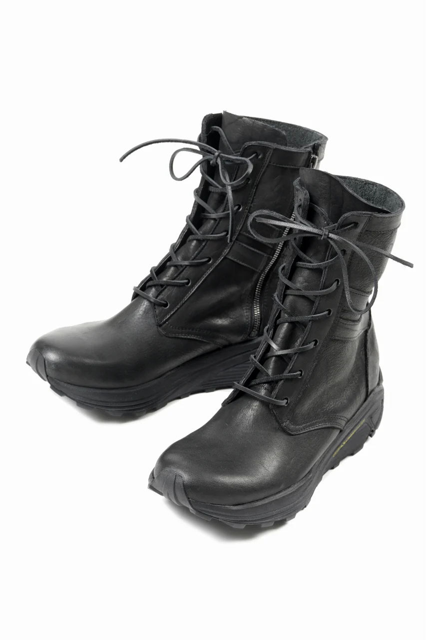 ISAMU KATAYAMA BACKLASH JAPAN SHOULDER GARMENT-DYED COMBAT SNEAKER BOOTS / Vibram® MEGAGRIP (BLACK) - Image 3