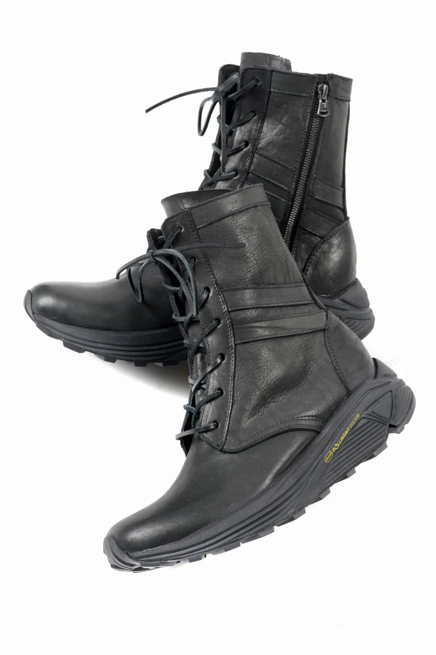 ISAMU KATAYAMA BACKLASH JAPAN SHOULDER GARMENT-DYED COMBAT SNEAKER BOOTS / Vibram® MEGAGRIP (BLACK) - Image 6