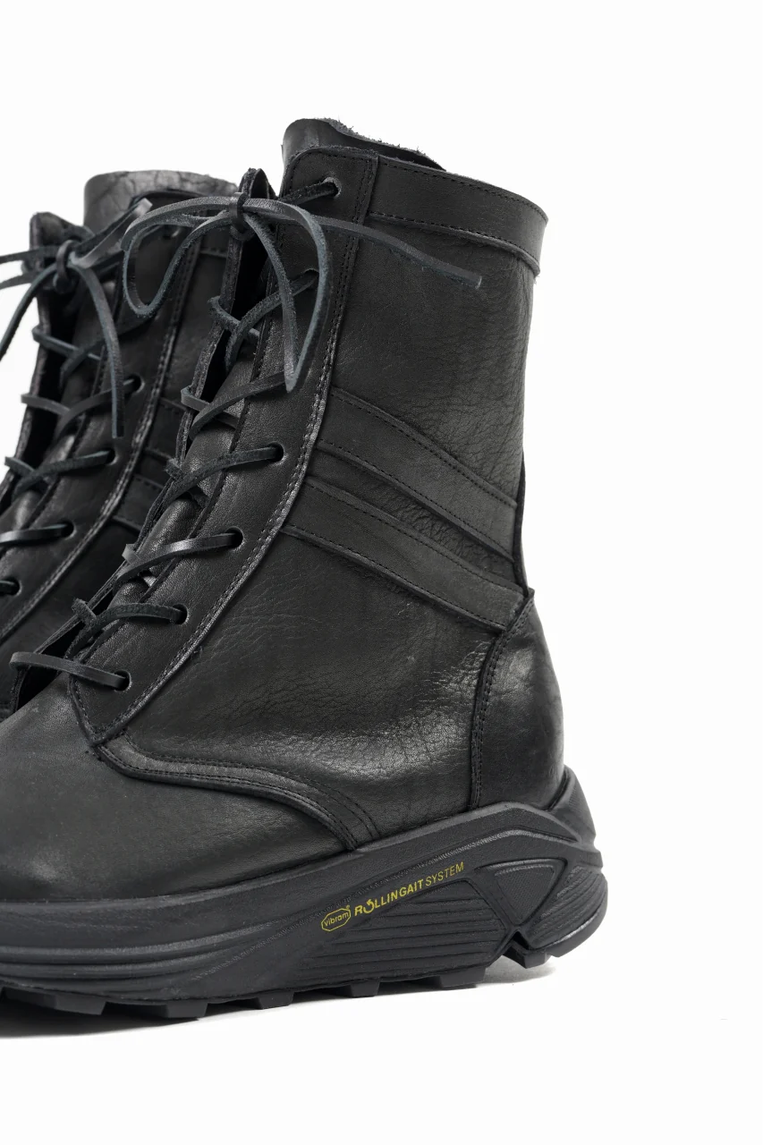 ISAMU KATAYAMA BACKLASH JAPAN SHOULDER GARMENT-DYED COMBAT SNEAKER BOOTS / Vibram® MEGAGRIP (BLACK) - Image 7