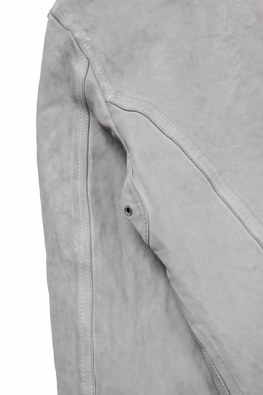 ISAMU KATAYAMA BACKLASH JP-CALF NATURAL DYED GARMENT-WASH DOUBLE RIDERS JACKET (WHITE) - Image 12